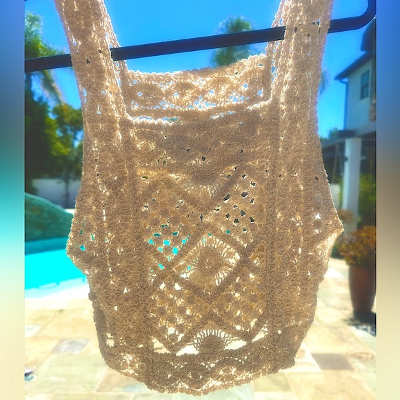 From My Boutique Crochet Cream Cover Up Tank Top-One size - Picture 1 of 4